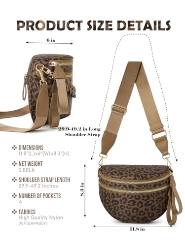 Pure Colour Crossbody Bag Bum Bag for Women,Spacious Purse Fanny Packs Belt Bag,Oversized Bum Bag (Brown Coffee Leopard Print Bum Bag) - color: Brown Coffee Leopard Print Bum Bag