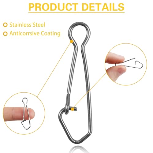 Sinker Slides for Fishing,Fishing Line Sinker Slides with Duo Lock Sinkers Weight Silder Sleeve Swivel Duo Lock Snaps for Saltwater Surf Bottom Fishing Fish Fider Rig Catfish Rig - color: Glow Hook Snap, size: 100 Pack