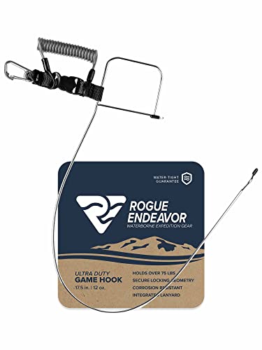Rogue Endeavor® Fish Stringer Clip, Large, Stainless Construction, Quick Release 36” Steel Core Lanyard, Designed for Spearfishing, Kayak Fishing & Scuba Diving and All Fish Types - color: Gray- Ultra Duty
