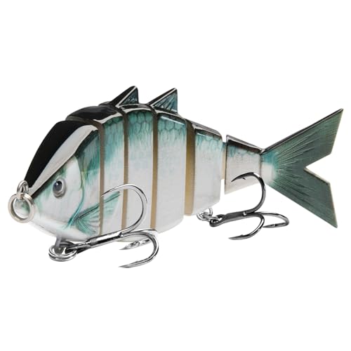 BASSDASH Bone Swimbait Multi Jointed Hard Fishing Lure for Bass Trout Bluegill Pike with Angled Cut Segments - color: Slate Blue Shad
