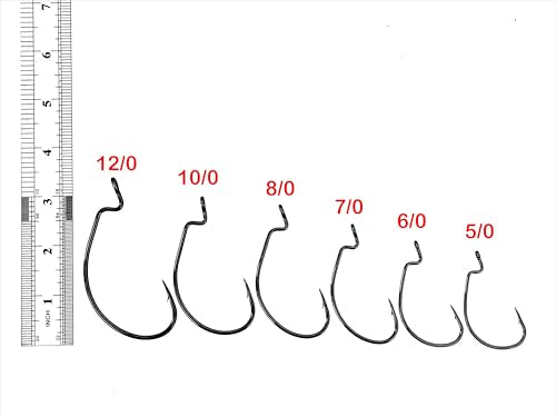 5 pcs/Pack Offset Worm Fishing Hooks Large Fishing Hook 4X Strong High Carbon Steel Worm Soft Bait Jig Size 5/0 6/0 7/0 8/0 10/0 12/0 - size: 5/0-5pcs