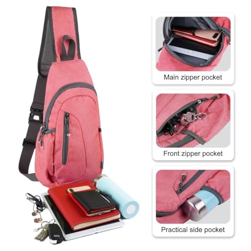 TITECOUGO Small Sling Bag, Lightweight Crossbody Backpack for Men Women, Shoulder Bag for Sports and Outdoor - color: Z1-canvas, Watermelon Red