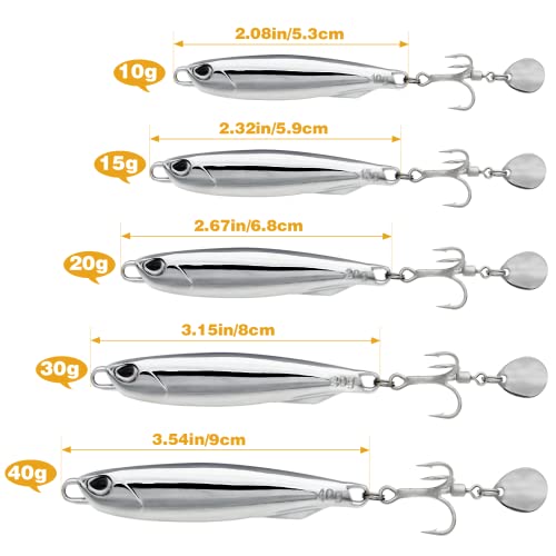 Fishing Jigs Metal Fishing Spoons Lures, Blade Bait Spinner Long Casting Jigging Spoon Lure Vertical Hard VIB Swimbait for Walleye Bass Trout Freshwater & Saltwater - color: A-5pcs 0.35/0.53/0.7/1.06/1.4oz