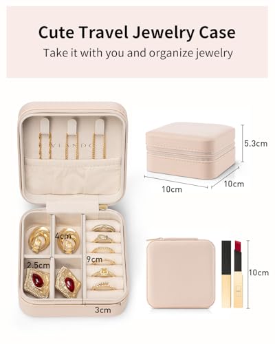 VLANDO Travel Jewelry Case - Valentines Day Gifts - Small Jewelry Travel Organizer Box Travel Essentials Gift for Teen Girl Women - Nude Pink - color: K.Nude Pink