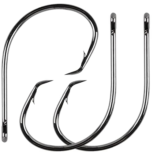Circle Hooks Saltwater,50/150pcs Fishing Hooks Inline High Carbon Steel Fish Hook Straight Eye Barbed Point Octopus Hook for Catfish Bass Saltwater Freshwater Fishing - size: 3/0_150pcs