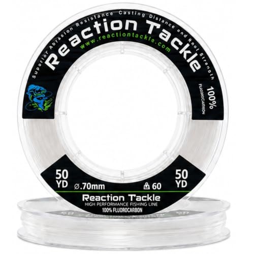 Reaction Tackle 100% Pure Fluorocarbon Fishing Line - High Strength, Abrasion-Resistant, Fast-Sinking, Virtually Invisible - Saltwater and Freshwater Leader Line - color: Clear, size: 12lb (125 Yards)