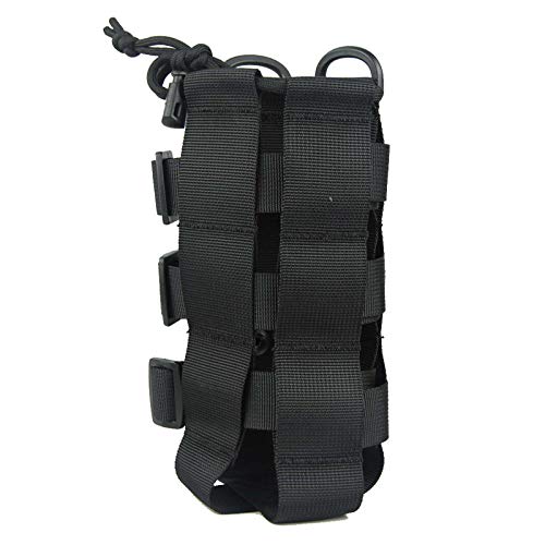 Tactical Water Bottle Pouch for Molle Systems, Adjustable Outdoor Sports Kettle Carrier Holder (3 Colors Available) - color: Black