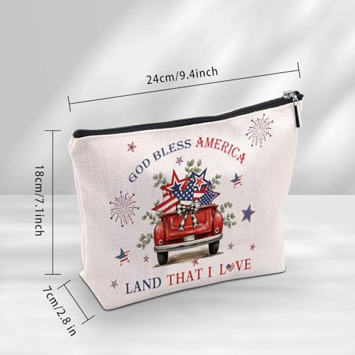 Patriotic Makeup Bag, American Gifts For Women, American 250th Anniversary Makeup Pouch, Travel Toiletry Bag With Zipper, Red Truck Bag For Women, Travel Toiletry Bag - color: God America