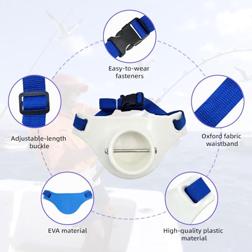 Fishing Rod Holder Belt with EVA Padded Includes Gloves Heavy Duty Plastic Material Waist Belt for Saltwater and Freshwater Fishing
