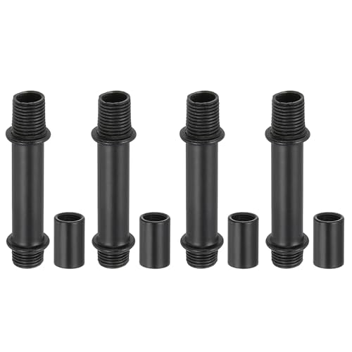 PATIKIL Straight Pipe Lamp Stems Rod Kit, 4Set M10 Carbon Steel 40mm(1.57") Long Double End Thread Rod with Coupling Nuts Sleeve Connector for Table Lamps Chandeliers, Black - color: Black, size: 40mm(1.57")