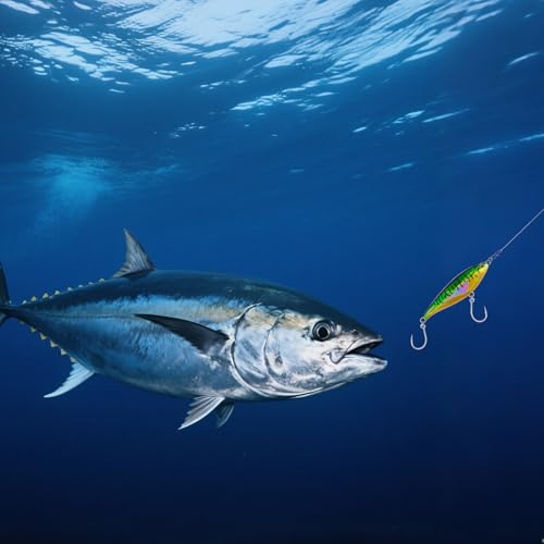 Alwonder High Speed Trolling Lures Saltwater Fishing Lures 6"/3oz Sinking Twitch Bait 7/0 Hook Deep Diving Jerkbait Fishing Plug Offshore Lure for Tuna Striper Mackerel - color: Chrome Dorado
