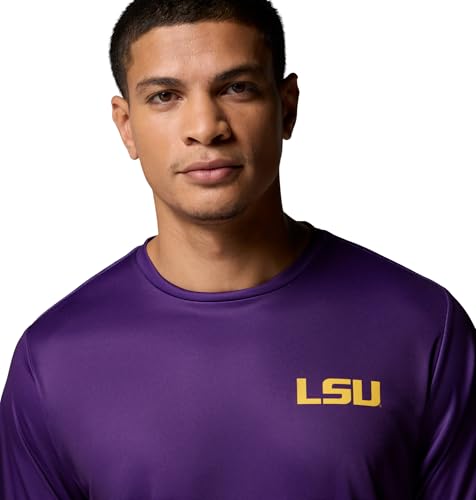 Columbia Men's Collegiate Terminal Tackle SS Shirt - color: Lsu - Vivid Purple Stateriot, size: Small