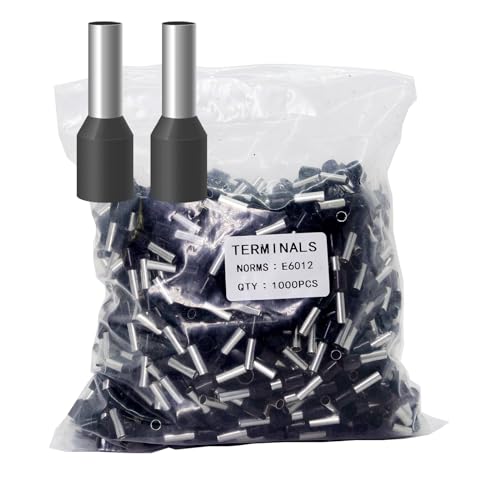 Fidioto 1000pcs AWG10 Terminal Connector Wire Insulated Cord Pin Ends Terminals for Electric, Industrial, Chemical Industry, Power Control System, etc. (10WAG-1000PCS-Black) - color: Black, size: 10AWG