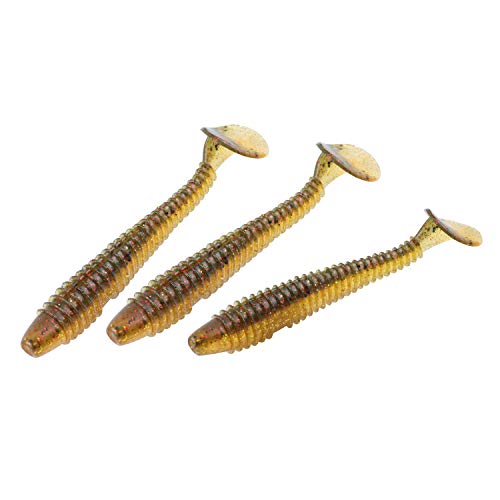 RUNCL Swimbaits Paddle 10/20/30/40PCS, 5/4/3/2 Inchs Paddle Tail, Soft Lure for Trout Crappie Bass, Durable Plastic Bait Swimmer for Saltwater/Freshwater, Fishing Lover's Gift - color: Brown Magic, size: 4in, 20pcs