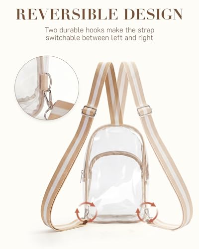 Missnine Clear Bag for Stadium Events Clear Crossbody Bag Fanny Pack Sling Transparent Purses for Sport Concert - color: C-brown[basic]