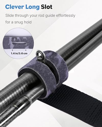 Pawfly 12 Pcs Fishing Rod Straps, 6 Colors, Hook and Loop Pole Straps, Stretchy Neoprene Fishing Rods Ties Rod Wraps, Pole Belts for Casting Rods Spinning