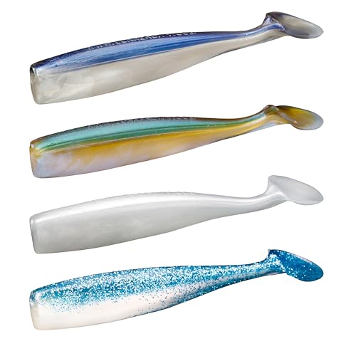 Lunker City Fishing Shaker 6" Swimbait Soft Plastic Bass Lure with Tail Swimming and Wobbling Action Swim Bait, 4 Per Bag, Made in The USA - color: Ice Shad