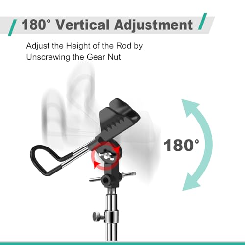 2/4 Pack Fishing Rod Holders, 360 Degree Adjustable Fishing Rod Holders for Bank Fising , Height Adjustable 25-36.6 Inch Multifunctional Stainless Steel Beach Fishing Rod Holder Fishing Gifts for Men - color: Black-4 Pack