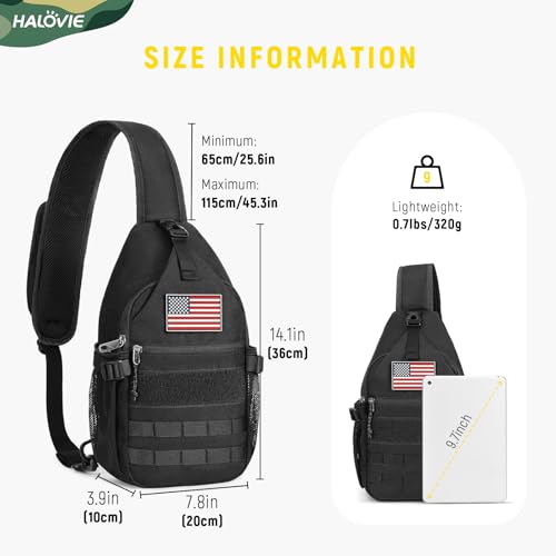 HALOVIE Crossbody Sling Bag Anti Theft RFID Sling Backpack Lightweight Travel Hiking EDC Tactical Chest Shoulder Pack Gift for Men - color: Black