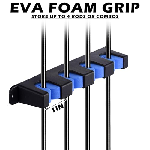 Sratte 4 Pcs Rod Holders for Fishing Boat Wall Mount Fishing Pole Holders Horizontal EVA Foam Garage Rod Rack Summer Boat Accessories for Men Gifts - color: Blue, size: 9.7 Inch