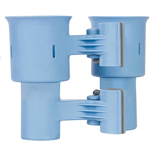 ROBOCUP, (Light Blue), Patented Clamp On Boat Cup Holder |Multifunction Dual Drink Caddy for Fishing Poles, Tools, Net, Gaff |Portable Storage for Boating, Beach, Umbrellas, Golf Carts, Strollers - color: Light Blue, size: Standard Spring