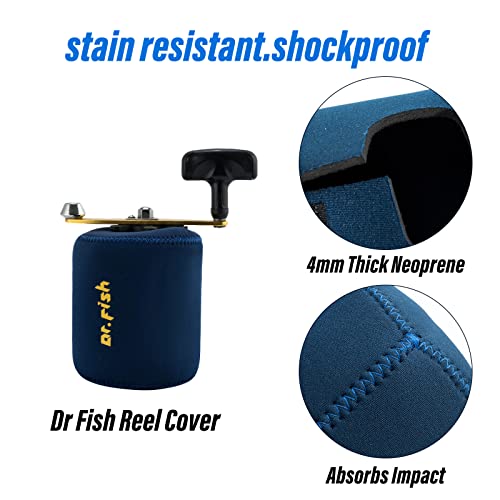 Dr.Fish 2 Pack Round Baitcasting Fishing Reel Cover Conventional Reel Storage Bags Case Pouch Protective Neoprene Round Baitcaster Wraps Reel - color: Conventional Cover 2 Pack, size: L (Fits up to 60 Series)