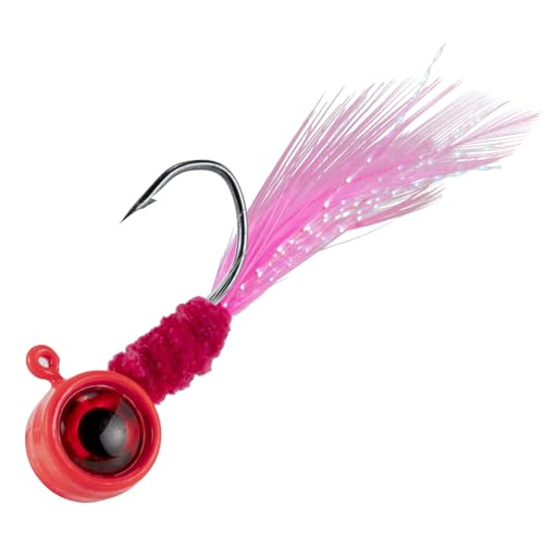 Dr.Fish 10 Pack Crappie Jig Marabou Jig Hand-Tied Freshwater Ball Fishing Jig Hooks Sickle Hook Bass Trout Panfish Bluegill Walleye 1/16oz 1/8oz 3/16oz 1/4oz - color: Red, size: 1/4oz-Hook #1/0