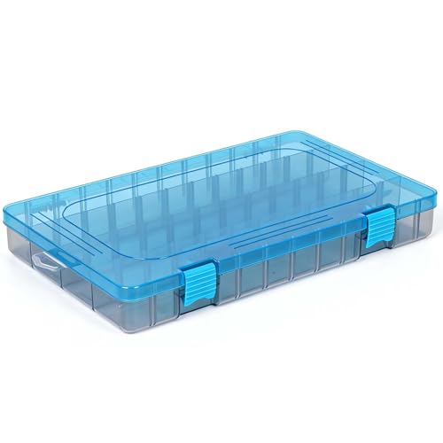 BEAR PAW 3700 Fishing Tackle Boxes Large Tray Floating Fishing Trackle Box Storage Organizer Lure Plastic Box with Adjustable Dividers Blue - style: 3700 Standard