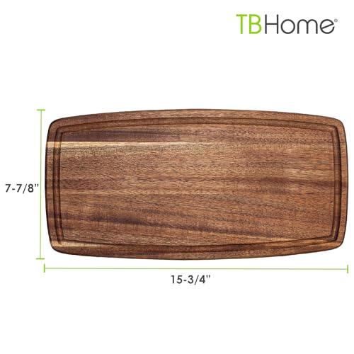 TB Home Acacia Wood Cutting Board with Juice Groove, 15-3/4" x 7-7/8"