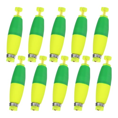M METERXITY Pack Fishing Bobbers Floats, EVA Foam Weighted Bobbers, Clip-on Floats Slip Corks Floaters Strong Buoys - color: Green & Yellow, size: 2" Length