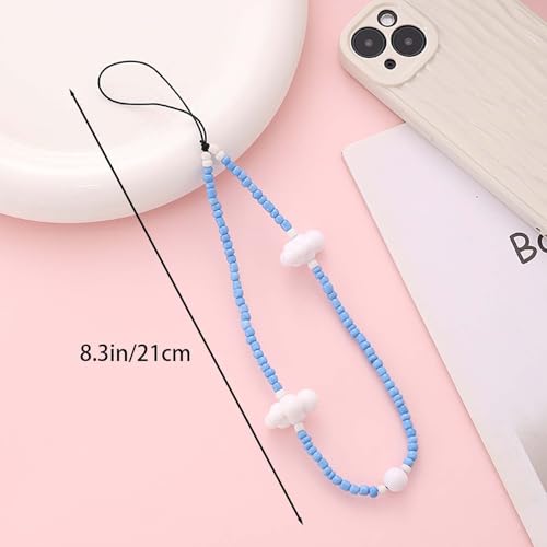 Beaded Phone Lanyard Wrist Strap Phone Charms Fixed Beads Pearl Chain - color: PC-yd-3
