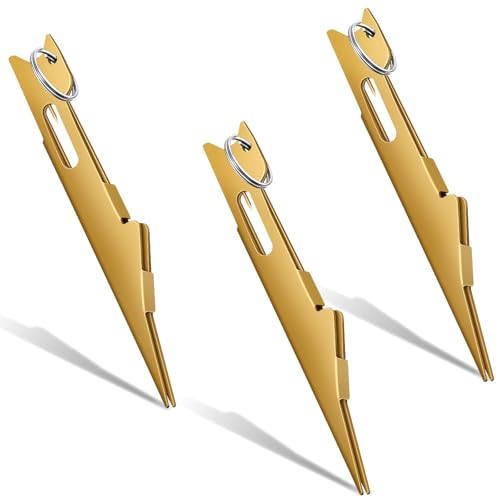Deekin 3 Pcs Fishing Line Knot Quick Tie Fishing Knot Tying Tool Fly Nail Knot Tool Fly Angler Accessories Fly Tying Equipment for Hooks Lures Lines Men - color: Gold