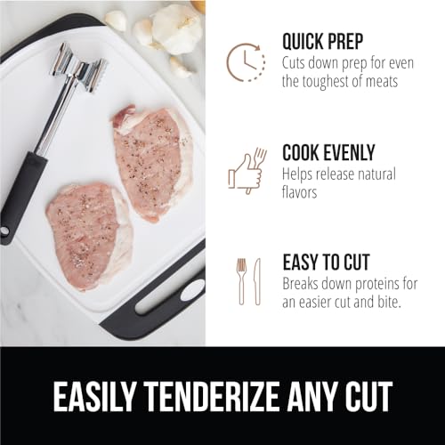 GORILLA GRIP BPA-Free Patented Dual-Sided Meat Tenderizer Tool, Soft Comfortable Handle with Hanging Hole, Heavy Duty Kitchen Mallet for Steak Beef Fish, Chicken Cutlet Pounder, Dishwasher Safe, Red - color: Red
