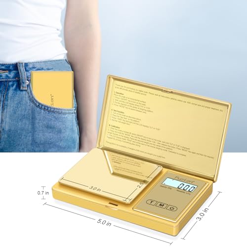 Fuzion Gram Scale, 200gx0.01g Digital Pocket Scale Gold Titanium Plating, High Precision Small Scale, 6 Units Jewelry Scale with Back-Lit LCD, Tare Function for Food, Powder, Herb, Arrow, Travel - color: Gold, size: 200g without Accessories