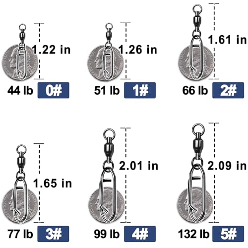 Ball Bearing Snap Swivels 25Pcs Fishing Clips Quick Change Connector Stainless Steel Terminal Tackle for Saltwater Freshwater Size 0# 1# 2# 3# 4# 5# - size: 4#_99lbs_25pcs