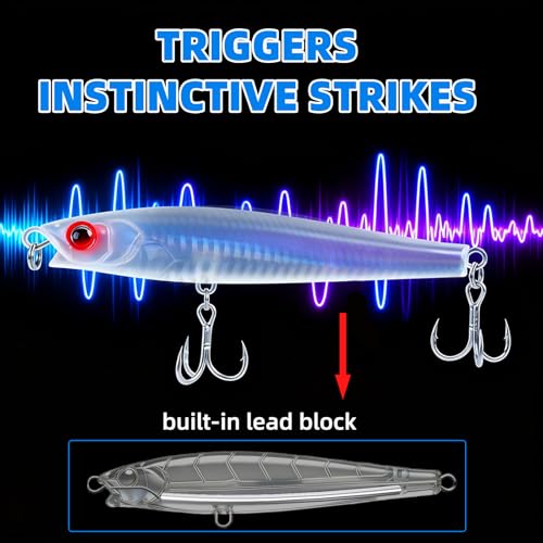 3pcs Saltwater Fishing Lure Long Cast Sinking Jerkbait Swimbait Wobbler Artificial Hard Bait - Mixed Color for Trout Bass Sea Bass (AH1247-4.7'' 1.7oz) - color: AH1247B-4.7'' 1.7oz