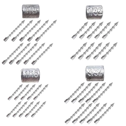 Reaction Tackle Nail Weights for Bass Fishing - Insert Pencil Sinkers for Wacky Rig, Neko Rig and Soft Plastic Lures - Freshwater and Saltwater - 25-Pack - size: Variety Pack: 1/32, 1/16, 3/32, 1/8 Oz (40 Piece)