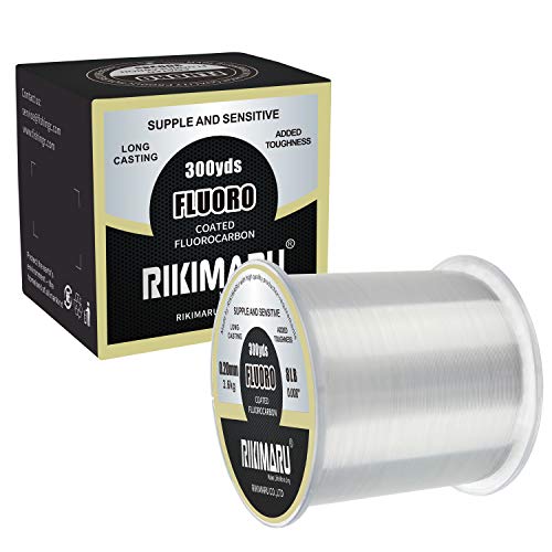 RIKIMARU Fluoro Fishing Line, 100% Soft Fluorocarbon Coated Fishing Line - size: 20 lb/0.40 mm/300 yds