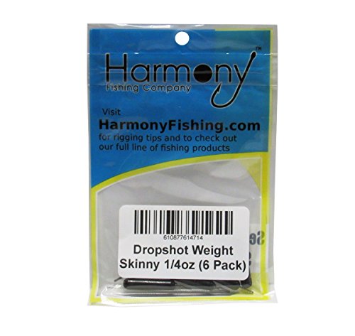 Harmony Fishing - Tungsten Skinny/Cylinder Dropshot Fishing Weights (Chip-Proof Oxide Coated, Lead-Free) - size: 1/2 oz (4 Pack)