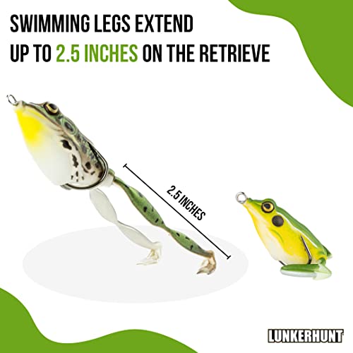 LUNKERHUNT Frog Lure for Bass Fishing | Pocket Frog Fishing Lure 1.75 Inch | Topwater Fishing Lures, Soft Hollow Body, Weedless Hooks for Trout, Pike in Saltwater and Fresh Water - style: Bull
