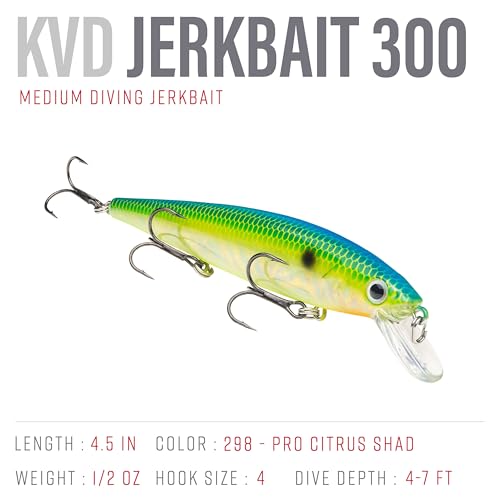 Strike King KVD Jerkbait 3 Hook - color: Pro Citrus Shad, size: 4.75 inch (Pack of 1)
