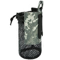BASSDASH Tactical Molle Water Bottle Pouch with Carabiner Foldable Mesh Holder Bag for Travel Fishing Hunting Hiking Outdoor Activities - color: Jungle Camo with Molle Straps