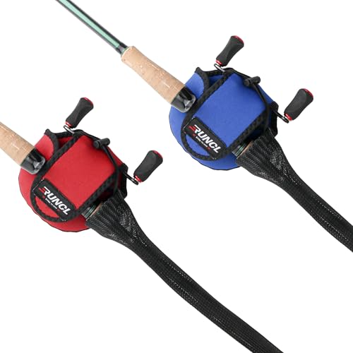 RUNCL Fishing Rod Sleeves & Reel Bags, Spinning/Casting Rod Socks & Spinning/Baitcasting Reel Covers - Protection Solution, Space Saver, Perfect Storage - Fishing Pole Sleeves & Reel Pouch (2 Pack) - color: Casting Rod Sleeves*2pcs+Reel Bags*2pcs,(Black)