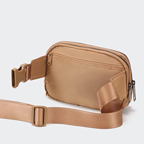 Pander Everywhere Belt Bag for Women, 5 Zipper Pockets Nylon Crossbody Fanny Pack Purse (Caramel Burnt). - color: Caramel Burnt