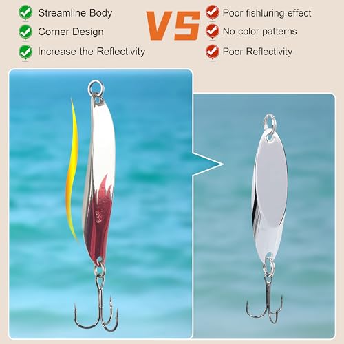 Fishing Spoons Lure Jigs, 5pcs Jigging Spoon Saltwater Fishing Lures Slow Vertical Jigs Metal Baits for Trout Bass Tuna Salmon Sailfish Snapper - color: B-5pcs, size: 1/2oz(15g)