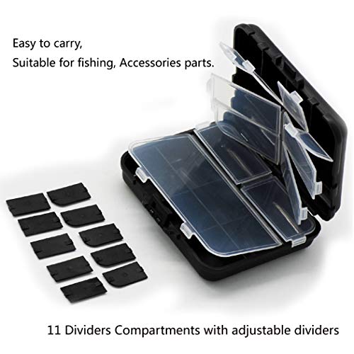 4-PACK Plastic Fishing Lure Tackle Box Bait Storage Squid Organizer Jig Hooks Accessories Case 11 Dividers Compartments with Rope
