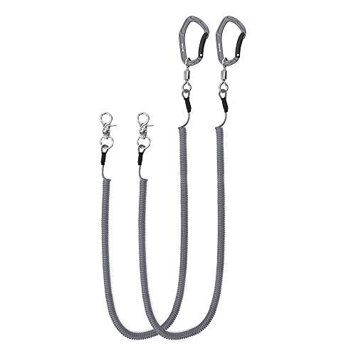 HERCULES M4 Fishing Lanyard, Fishing Pole Tether, Kayak Paddle Leash, Heavy Duty Retractable Coiled Lanyard for Fishing, Rods, Pliers, Boating, Paddles, Kayak - color: Pack of 2 Grey, 17.7"