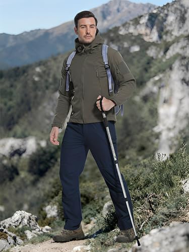Men's Hiking Cargo Pants Waterproof Lightweight Quick Dry Outdoor Work Fishing Mountain Travel Stretch Pants - color: Navy, size: 34