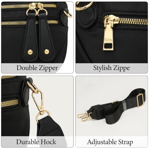 KKXIU Crossbody Sling Bag for Women Trendy Fanny Pack Vegan Leather Chest Bag | Trendy - color: Large-Black