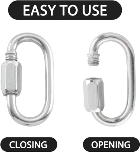 HOME MASTER HARDWARE Stainless Steel Quick Link ，Small Locking Carabiner, Threaded Chain Connector for Chain Links (10-Pack) - size: 5/32in，10pack